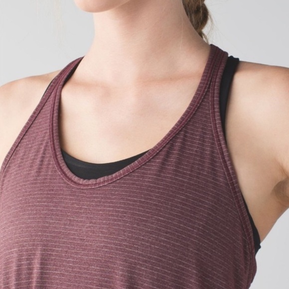 Lululemon| Sweat It Out Racer - Yoga Running Sports Tank Top Heathered Bordeaux - Picture 8 of 8